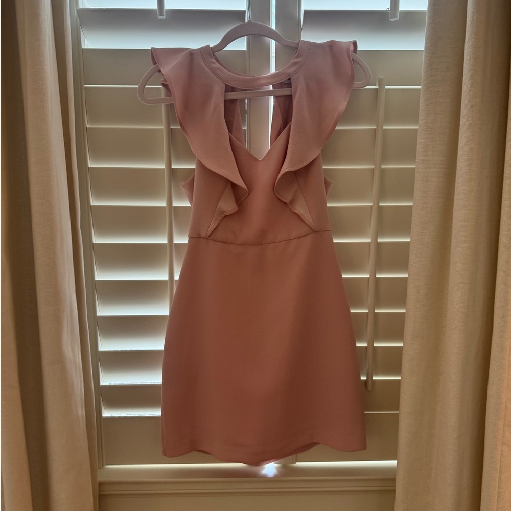 Chic Pink Sleeveless Ruffle Dress